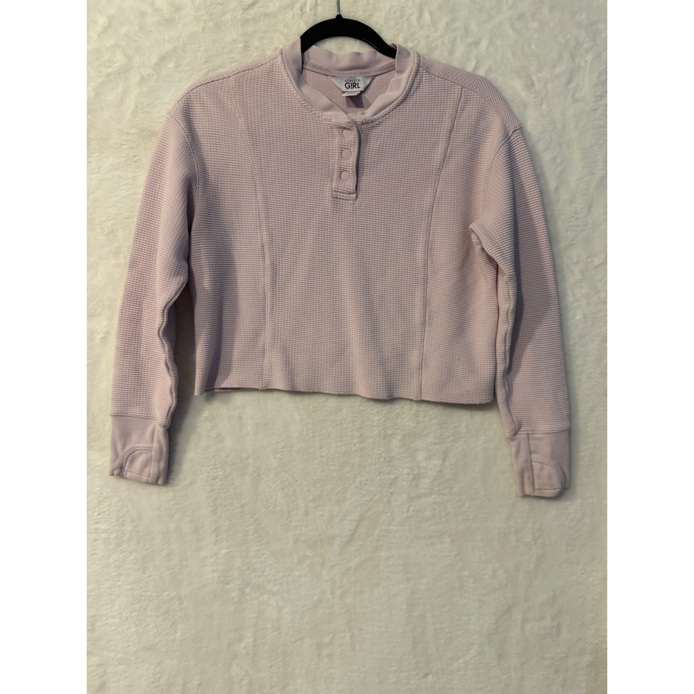Athleta‎ Girl Settle In Waffle Sweatshirt Lavender Purple Henley Top L 12 882120